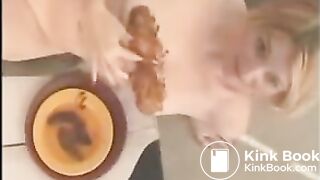 Shitting on a plate and smearing - video 2