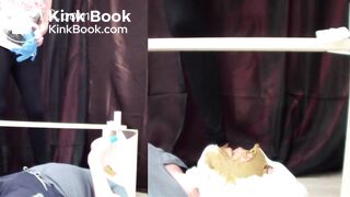 3 Girls Violently Shitting Into Slaves Mouth