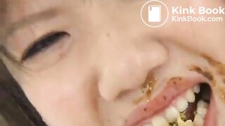 Jap girl cooks and eats poop