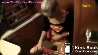 Sexy blond farting an poopin on toilet