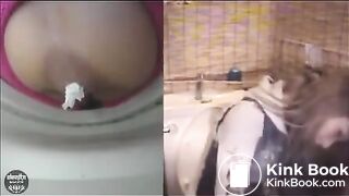 Stuffing toilet paper in ass