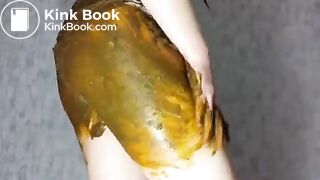 sexy girl pooping peeing and smear in panty