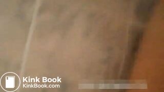 Cute girl standing pooping in toilet