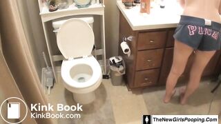 Big boob Blonde Toilet Plops