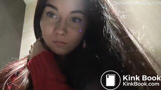 Sexy teen pooping in public toilet