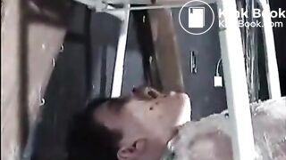 two girls use human toilet