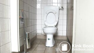 Pretty girl in bathroom shits on floor