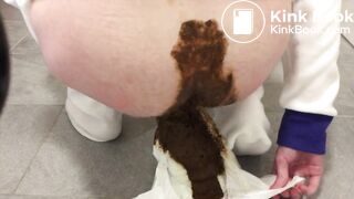Girl pooping in baby diaper for 2 days