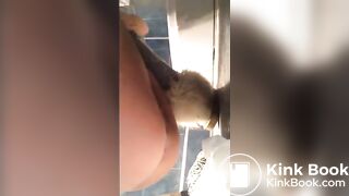 Sexy girl shits on floor and pees in a cup