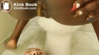 Fishing and eating tasty turds from mistress toilet