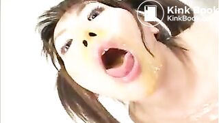Japanese lesbians - scat, chewed up eggs, kissing, and loaches in ass