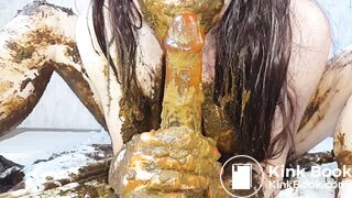 The best scat covered dildo deep throat