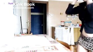 Sexy latina shitting on table