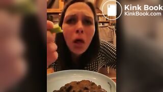 Hot girl eat shit from a plate