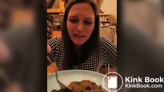 Hot girl eat shit from a plate