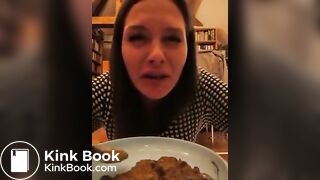 Hot girl eat shit from a plate