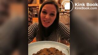 Hot girl eat shit from a plate