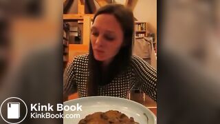 Hot girl eat shit from a plate