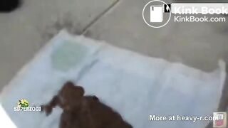 Girl making big shit outside