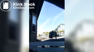 Hot girl pooping huge turd outside