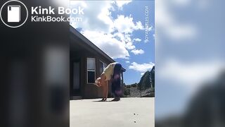 Hot girl pooping huge turd outside