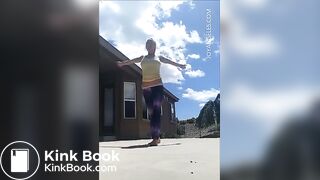 Hot girl pooping huge turd outside