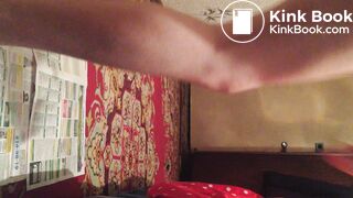 Skinny blonde shittting