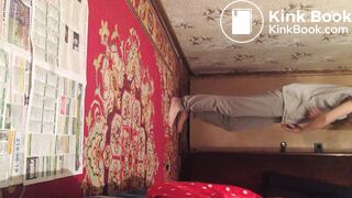 Skinny blonde shittting