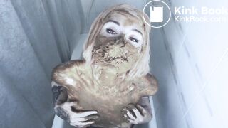 Girl shits and plays with it