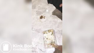 She force slave to eat her shit
