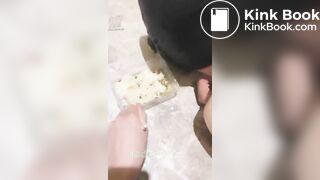 She force slave to eat her shit