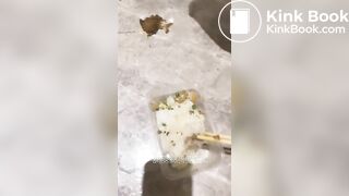 She force slave to eat her shit