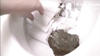 Gassy girl taking a poo