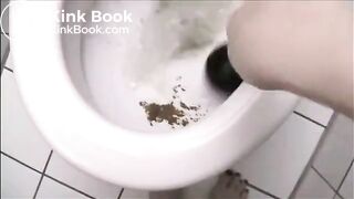 Gassy girl taking a poo