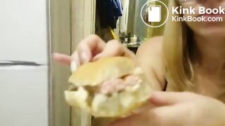 While she was eating, I had to cum