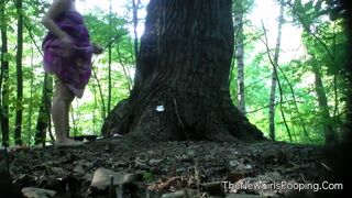 Pregnant girl pooping in woods