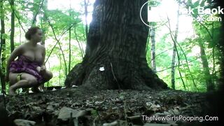Pregnant girl pooping in woods