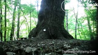 Pregnant girl pooping in woods