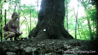 Pregnant girl pooping in woods
