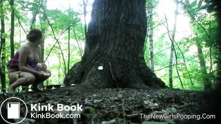 Pregnant girl pooping in woods