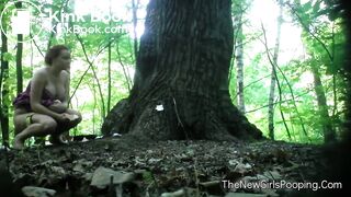 Pregnant girl pooping in woods