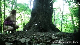 Pregnant girl pooping in woods