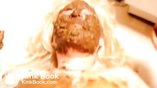 Chubby girl swallows shit