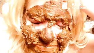 Chubby girl swallows shit