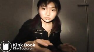 japanese teen struggles to eat shit in public toilet