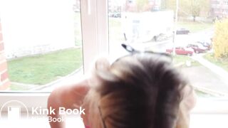 Hot Blond Public Balcony Panty poop