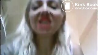 Blonde Camgirl eats her shit again