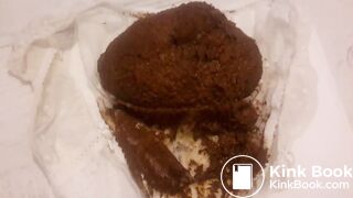 Girl is shitting a huge dump in tight pants