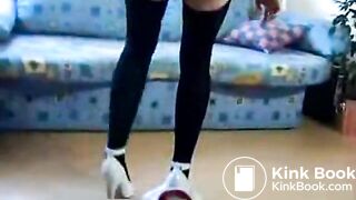 Screwing teddy bear while shitting her panties