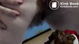 Screwing teddy bear while shitting her panties